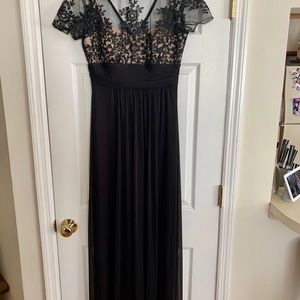 Black & Nude Lace Formal Dress